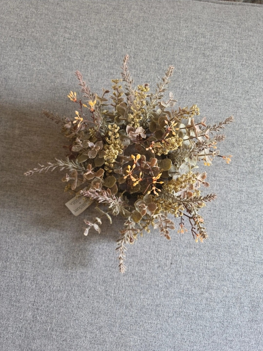 🌿 Vintage Floral + Lancaster Home Faux Candle Ring Mini-Wreath Accent   Decor